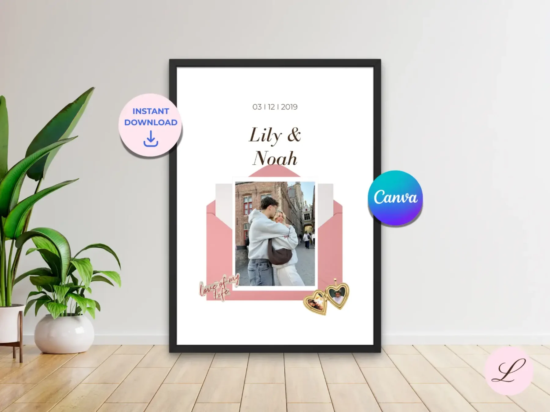 Couple Poster Template | Editable Canva Wall Art | Printable & Personalized Digital Download Gift