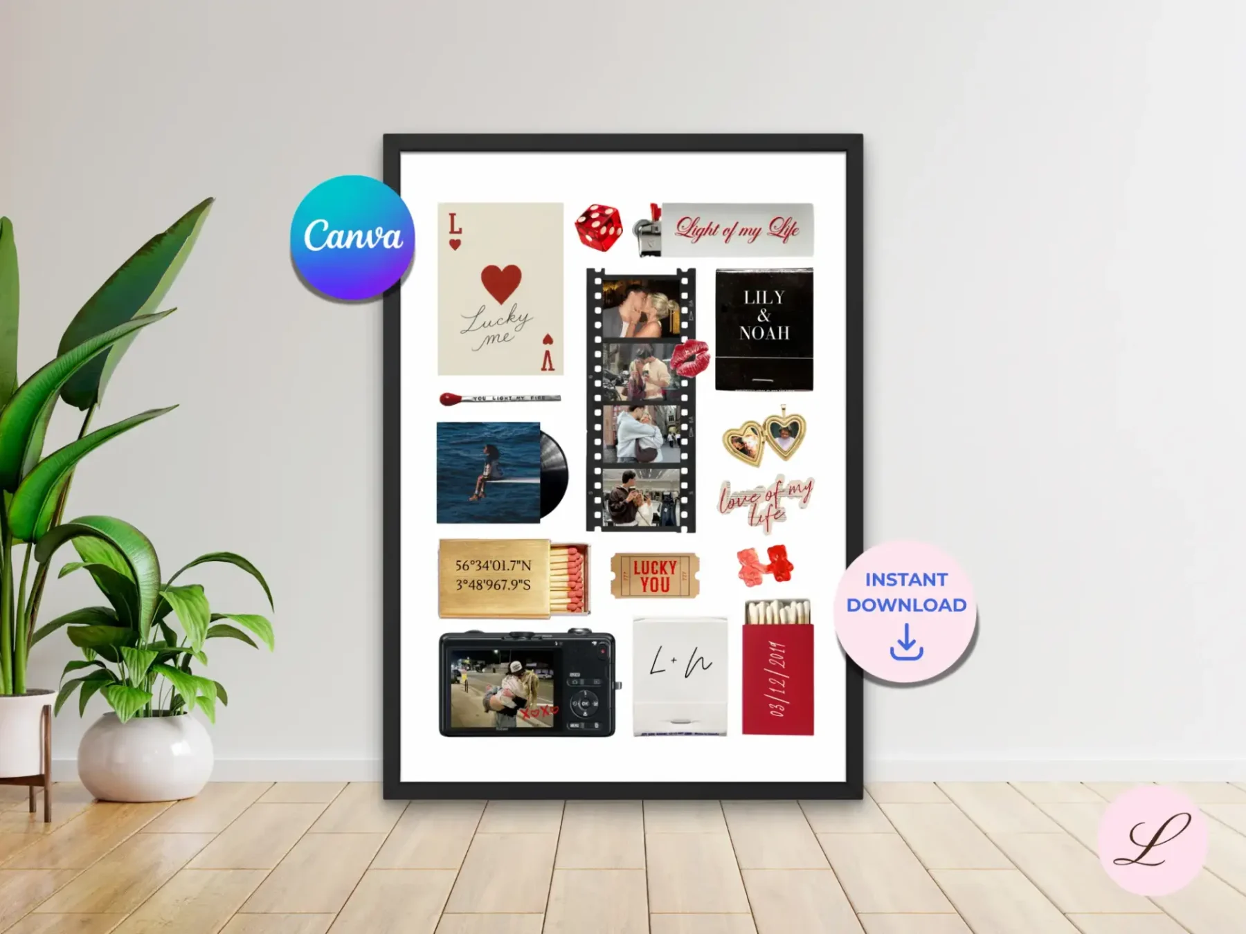 Cherry Love Matchbook Template | Printable & Editable Canva Design | Instant Download Gift