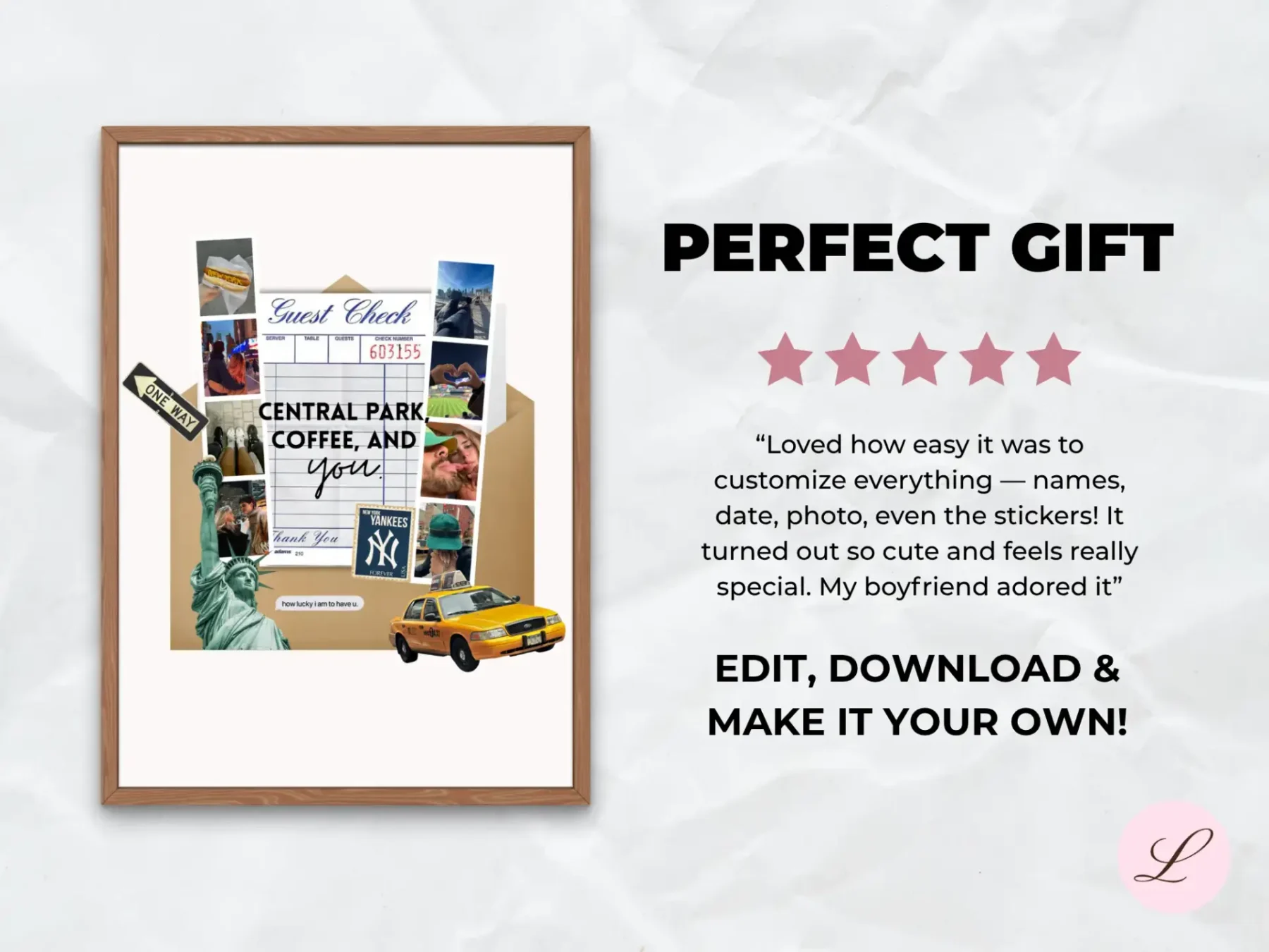 Couple Poster Travel Template | Editable Canva Wall Art | Printable & Personalized Digital Download Gift - Image 3