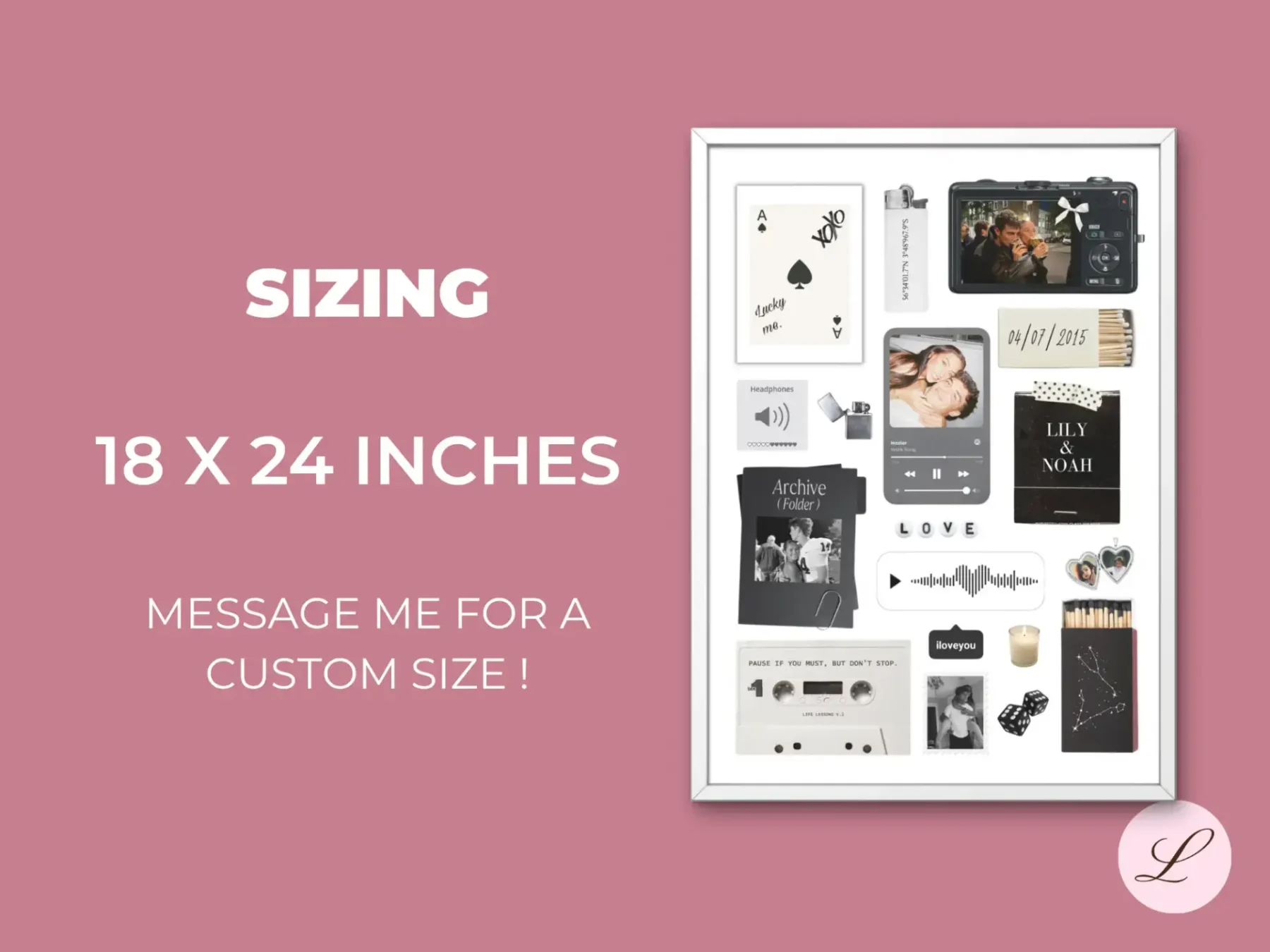 Monochrome Love Matchbook Template | Printable & Editable Canva Design | Instant Download Gift - Image 2