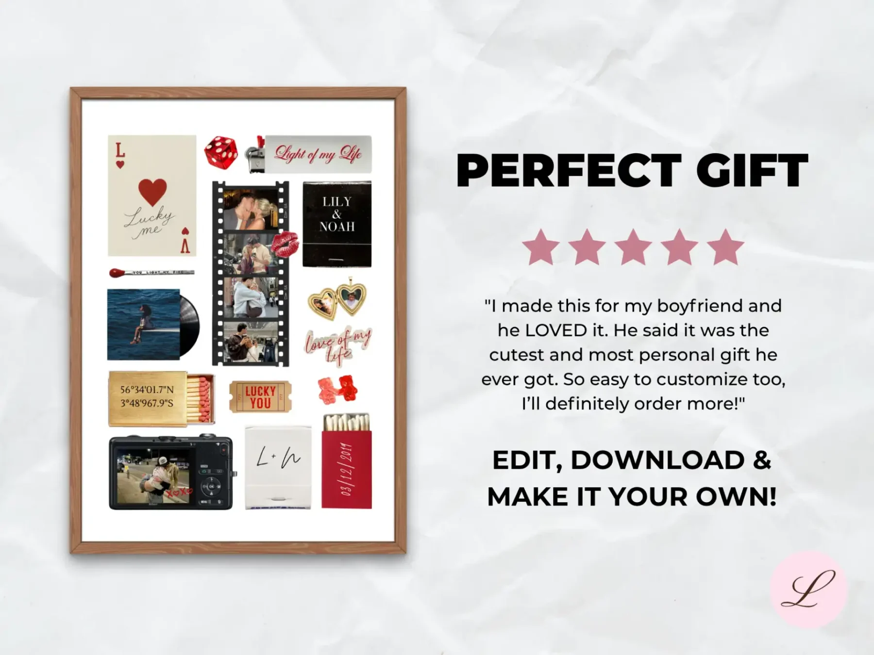 Cherry Love Matchbook Template | Printable & Editable Canva Design | Instant Download Gift - Image 3