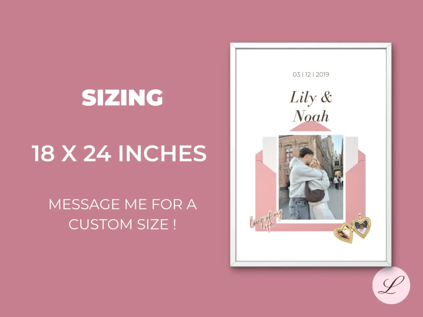 Couple Poster Template | Editable Canva Wall Art | Printable & Personalized Digital Download Gift - Image 2