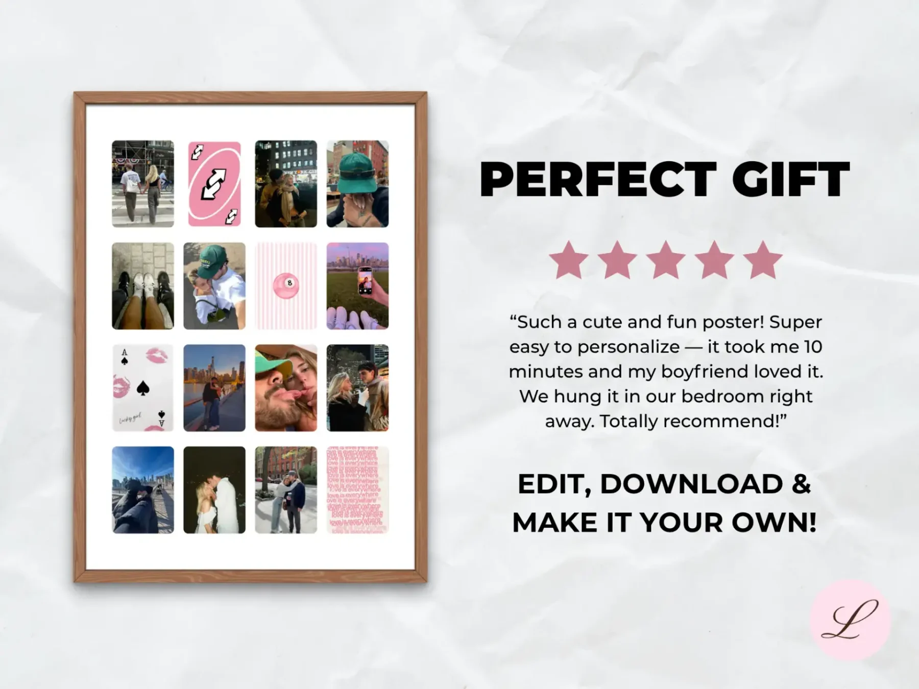 Couple Poster Cards Template | Editable Canva Wall Art | Printable & Personalized Digital Download Gift - Image 3
