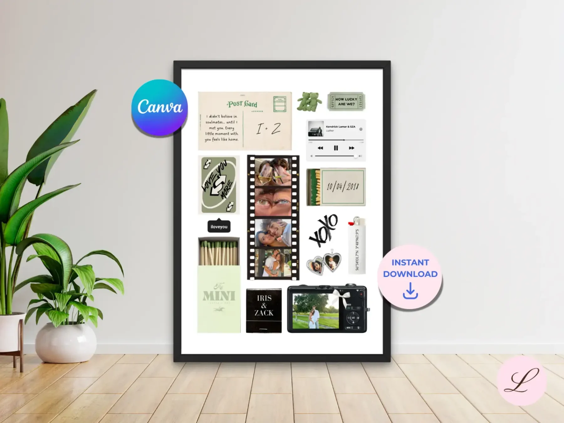 Soft Green Matchbook Template | Printable & Editable Canva Design | Instant Download Gift