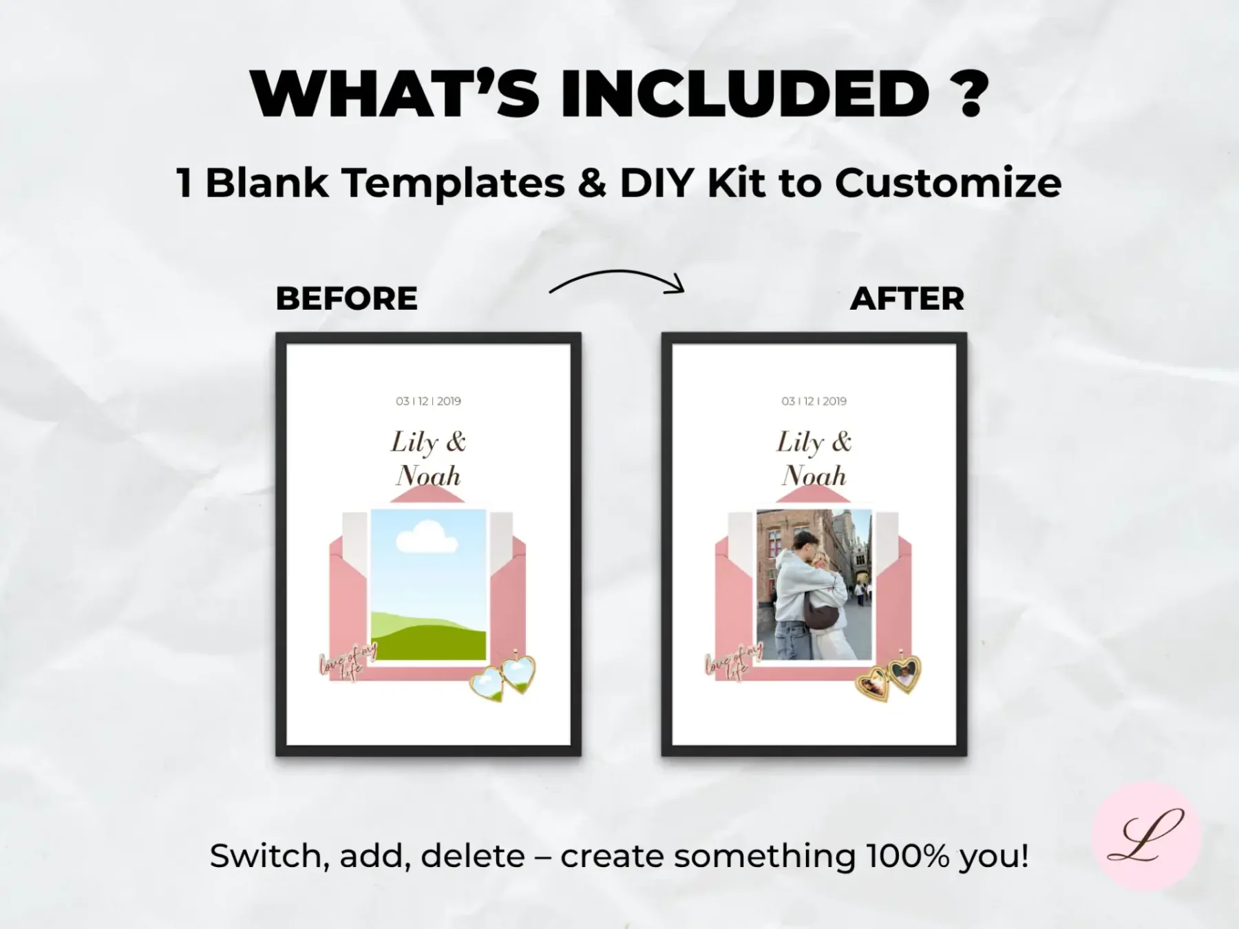 Couple Poster Template | Editable Canva Wall Art | Printable & Personalized Digital Download Gift - Image 5